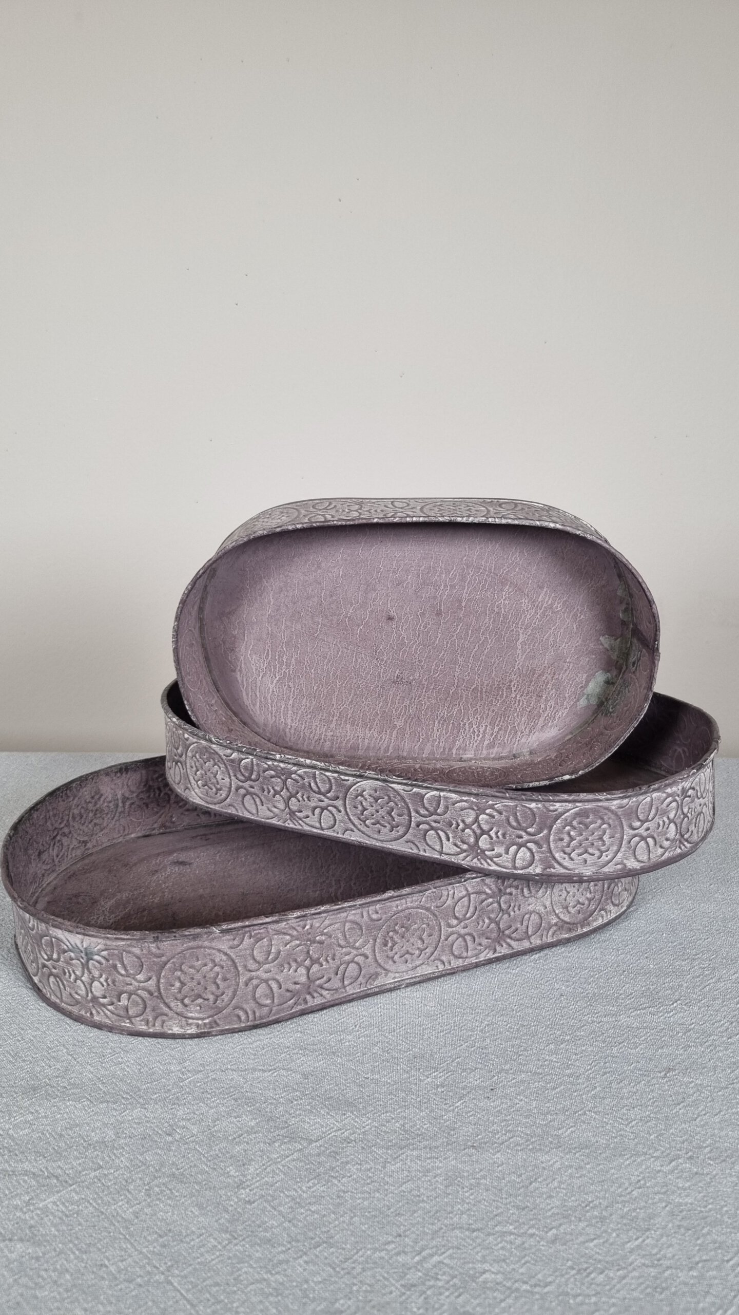 Tablett Metall Set drei Stück, flieder- wash